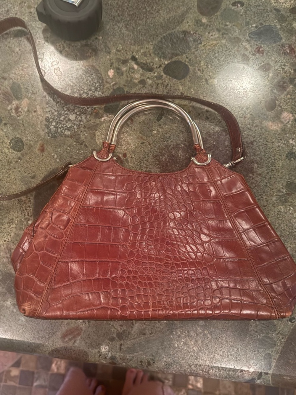 Valerie Steven’s Genuine Leather Crossbody Purse Silver Detailing